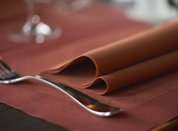 Napkin and placemat on restaurant table