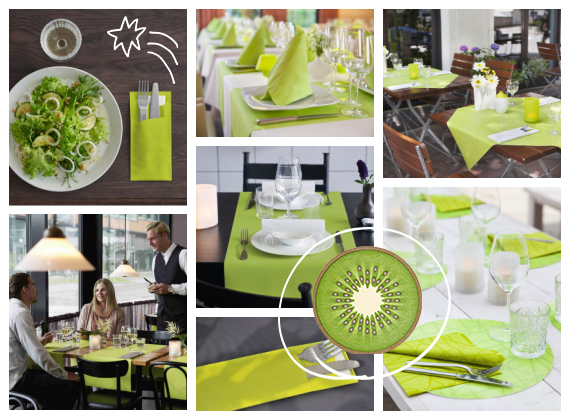 Bright kiwi table settings and napkins for hotels and restaurants